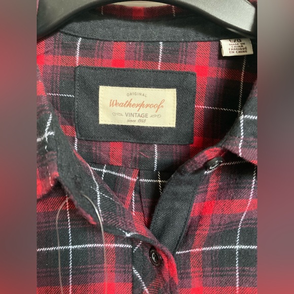 Red/Black/White Plaid Weatherproof Flannel - Picture 3 of 7